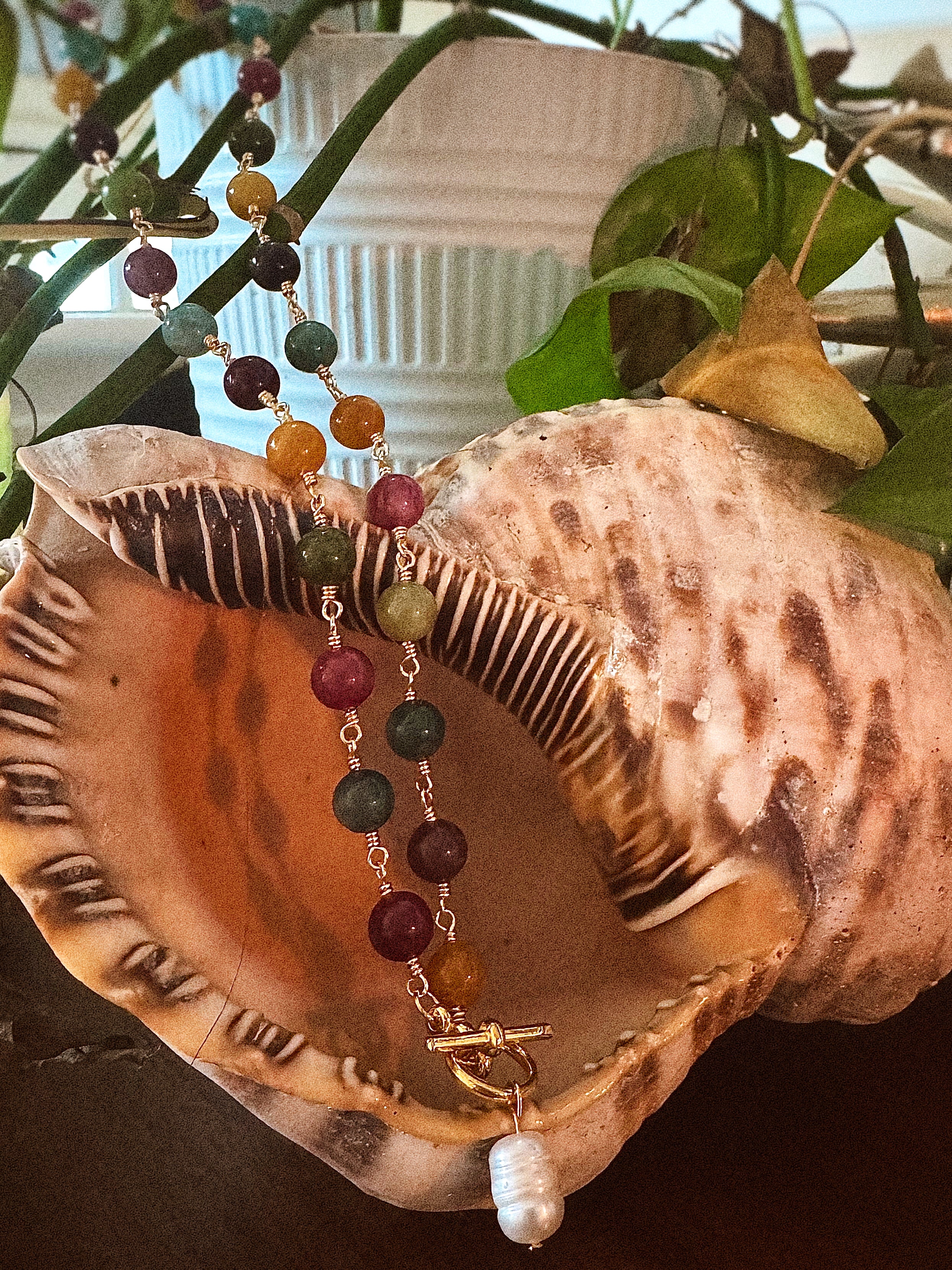 Mixed Gemstone Toggle Necklace