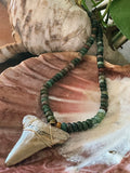 Fossilized Megalodon Tooth & Jasper Necklace